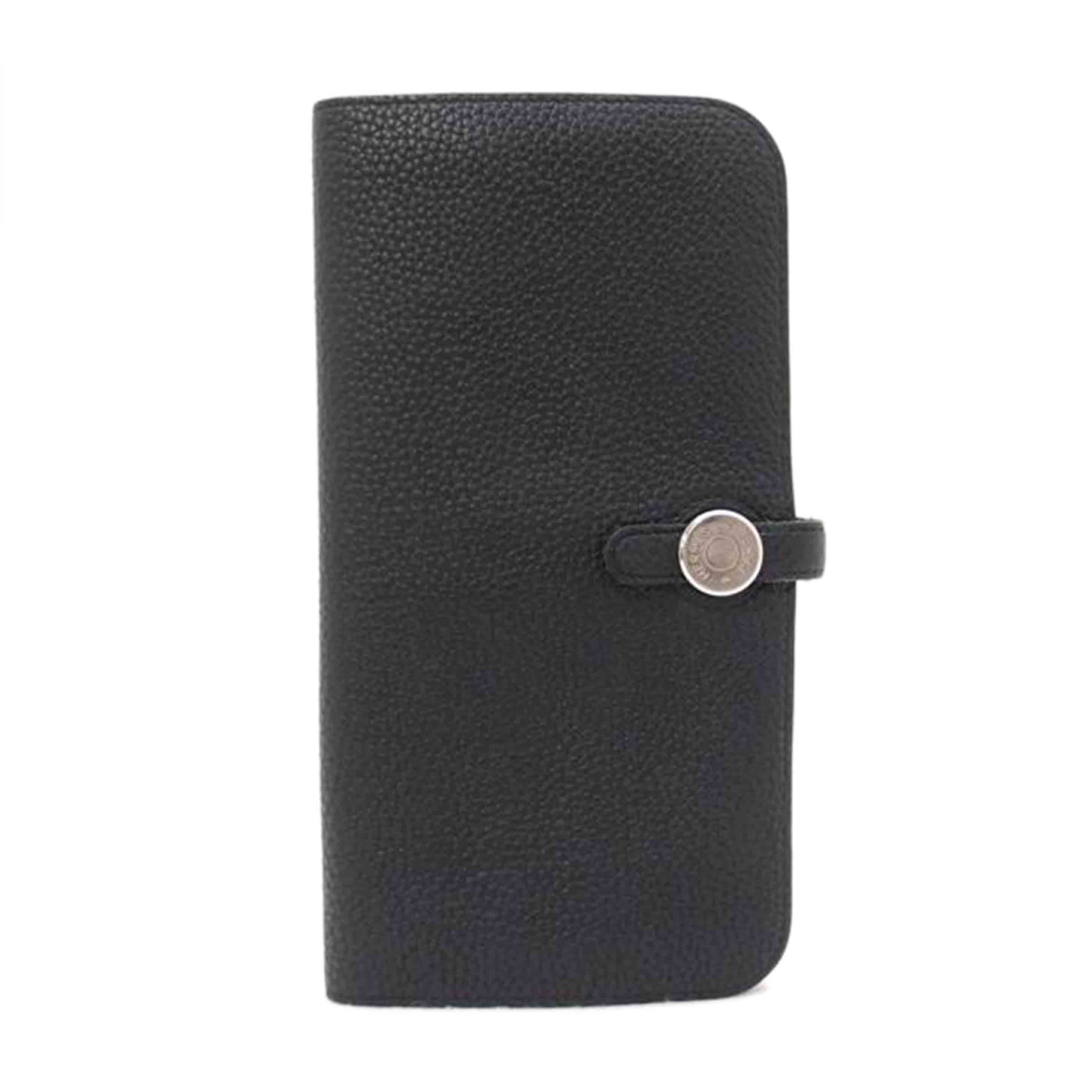 HERMES エルメス 2021年頃製造 二つ折り長財布 黒 シルバー金具 メンズ レディース/ドゴンGM/トリヨン/ブラック//Z S*/ABランク/69