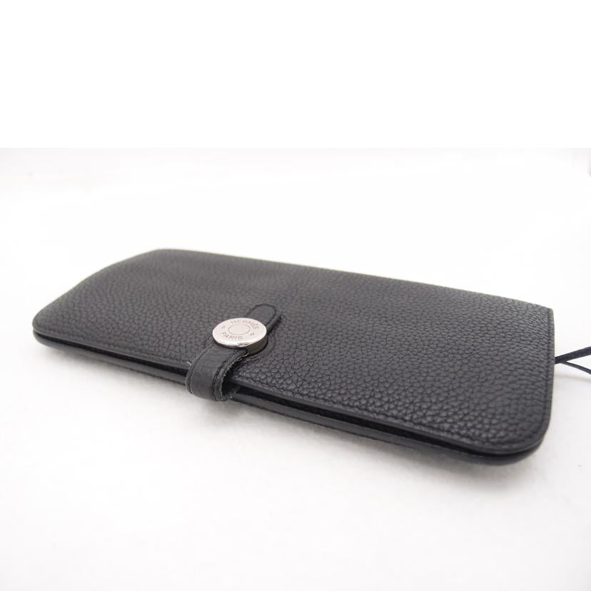 HERMES エルメス 2021年頃製造 二つ折り長財布 黒 シルバー金具 メンズ レディース/ドゴンGM/トリヨン/ブラック//Z S*/ABランク/69