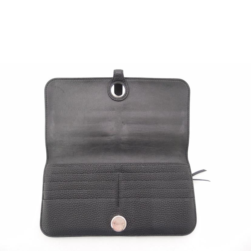 HERMES エルメス 2021年頃製造 二つ折り長財布 黒 シルバー金具 メンズ レディース/ドゴンGM/トリヨン/ブラック//Z S*/ABランク/69