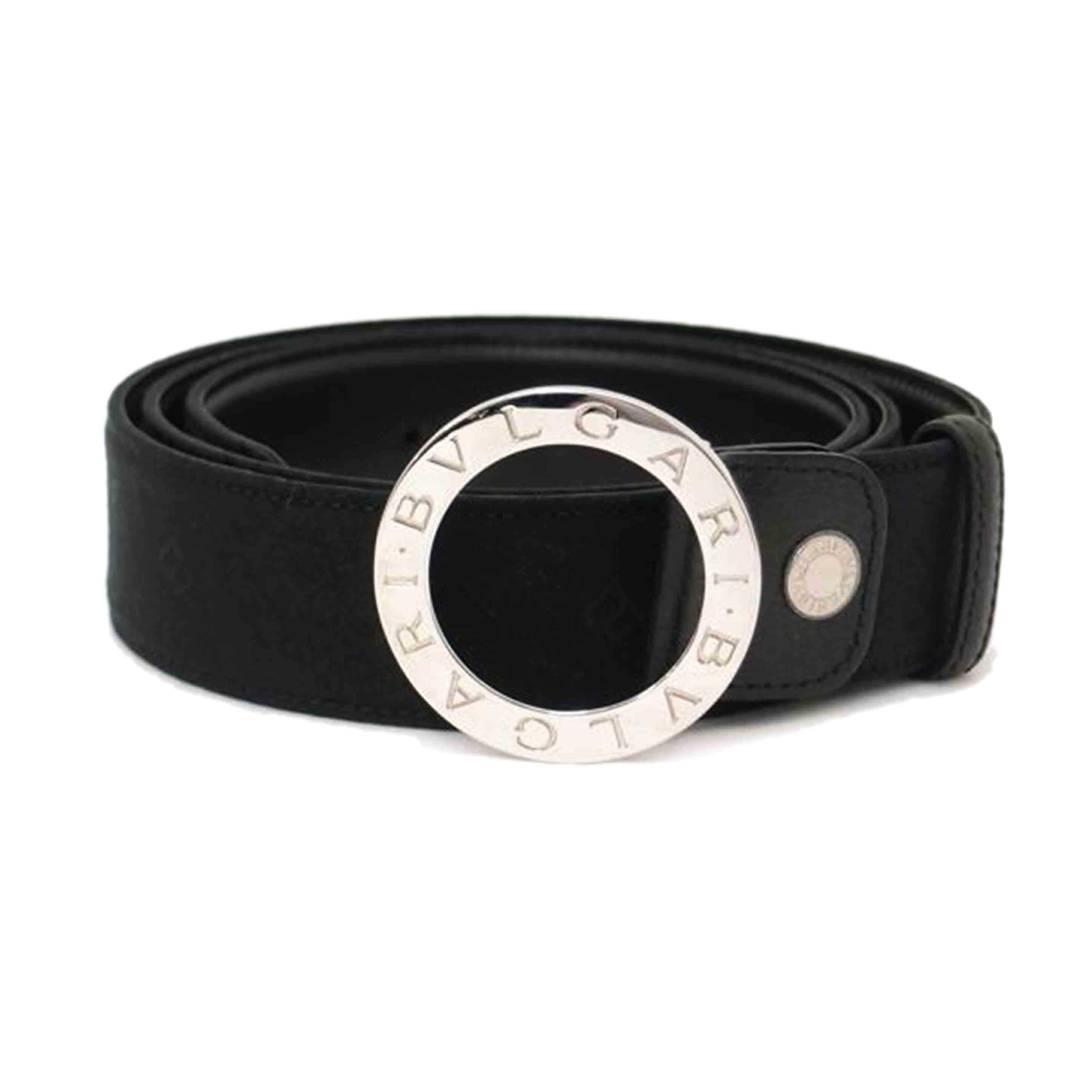 BVLGARI ブルガリ キャンバス×レザー 黒 メンズ/ロゴマニアベルト/ブラック/105cm/22341//SAランク/69