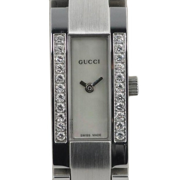 GUCCI グッチ/クォーツ 時計 レディース シェル文字盤 ダイヤベゼル/4600L//0035877/Bランク/79