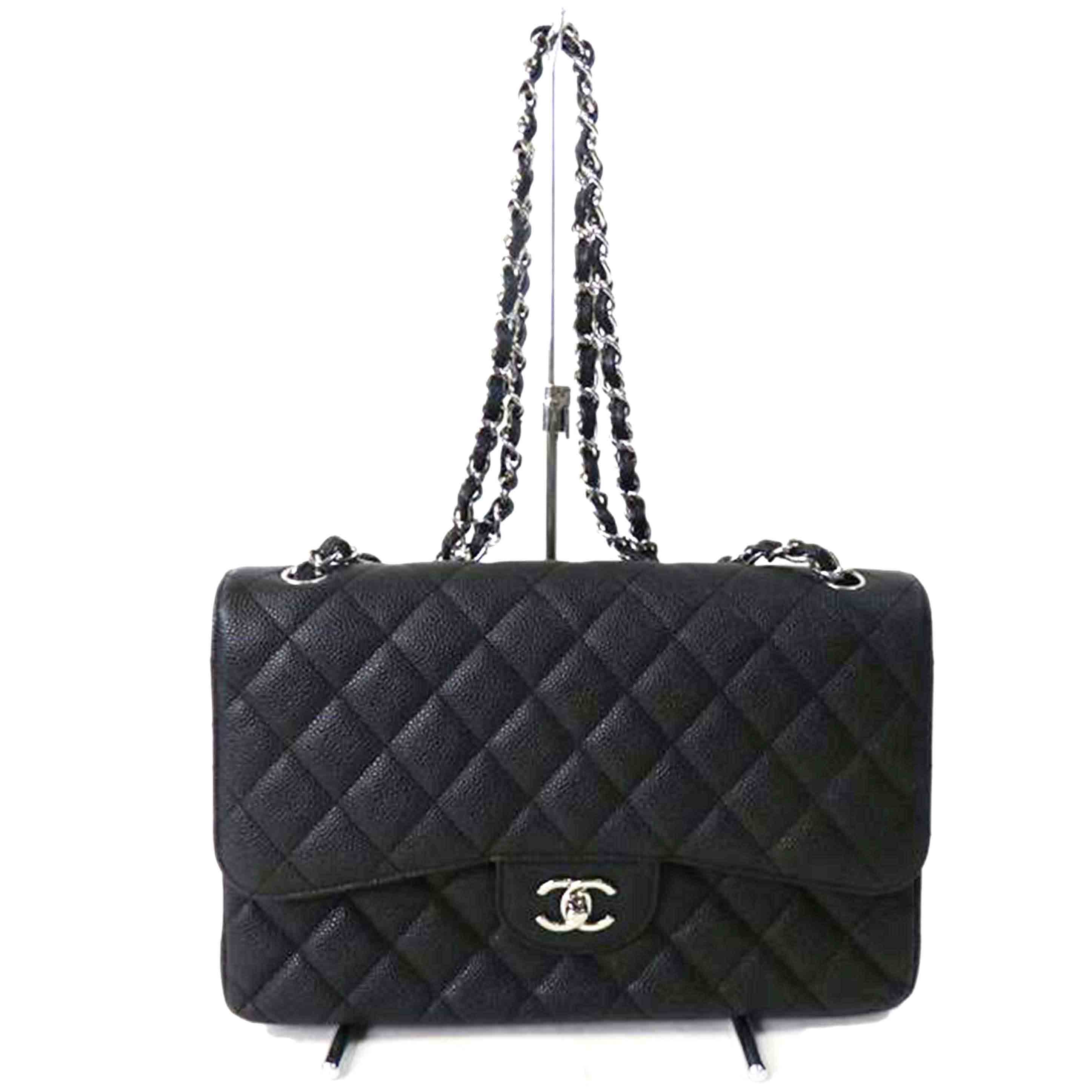 CHANEL シャネル/キャビアスキン/マトラッセWフラップチェーンショルダー/SV金具/A58600//165*****/Aランク/84