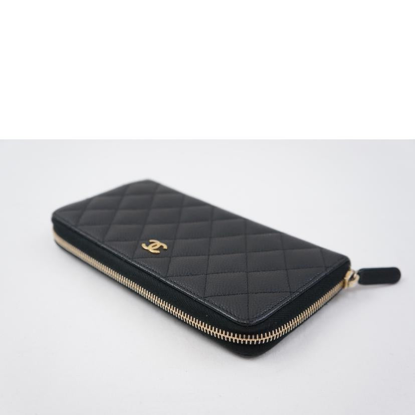 CHANEL シャネル/マトラッセキャビアスキンラウンドファスナーウォレット//21096760/ABランク/67