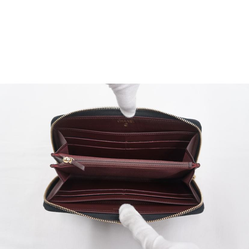 CHANEL シャネル/マトラッセキャビアスキンラウンドファスナーウォレット//21096760/ABランク/67