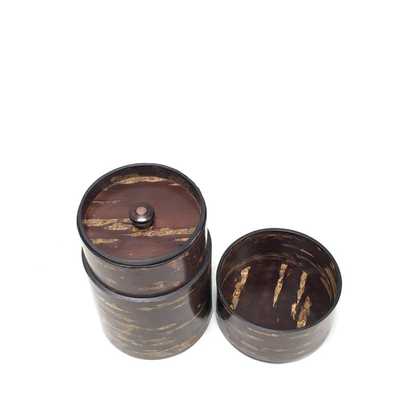 FUJIKI DENSHIRO SHOTEN 藤木伝四郎商店/樺細工 総皮茶筒 ムジ 茶さじつき/30201//Aランク/51