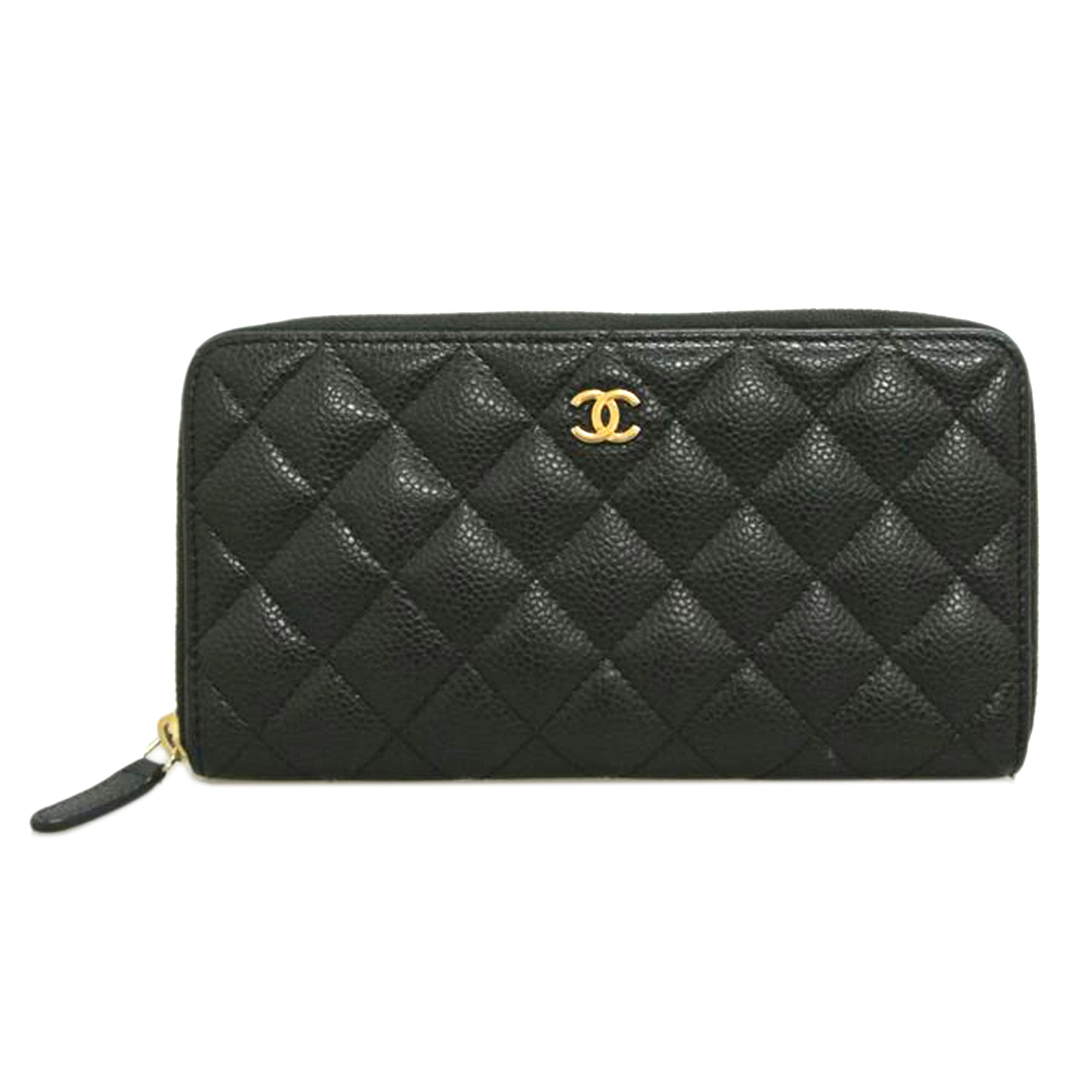 CHANEL シャネル/ラウンドファスナー長財布 キャビアスキン黒//24392232/Bランク/87