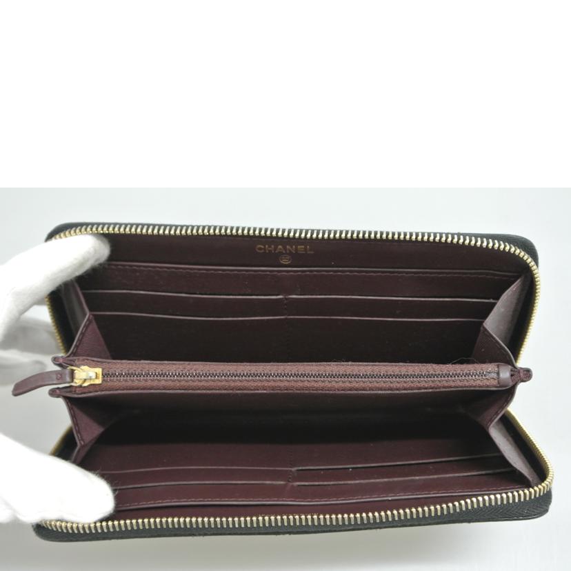 CHANEL シャネル/ラウンドファスナー長財布 キャビアスキン黒//24392232/Bランク/87