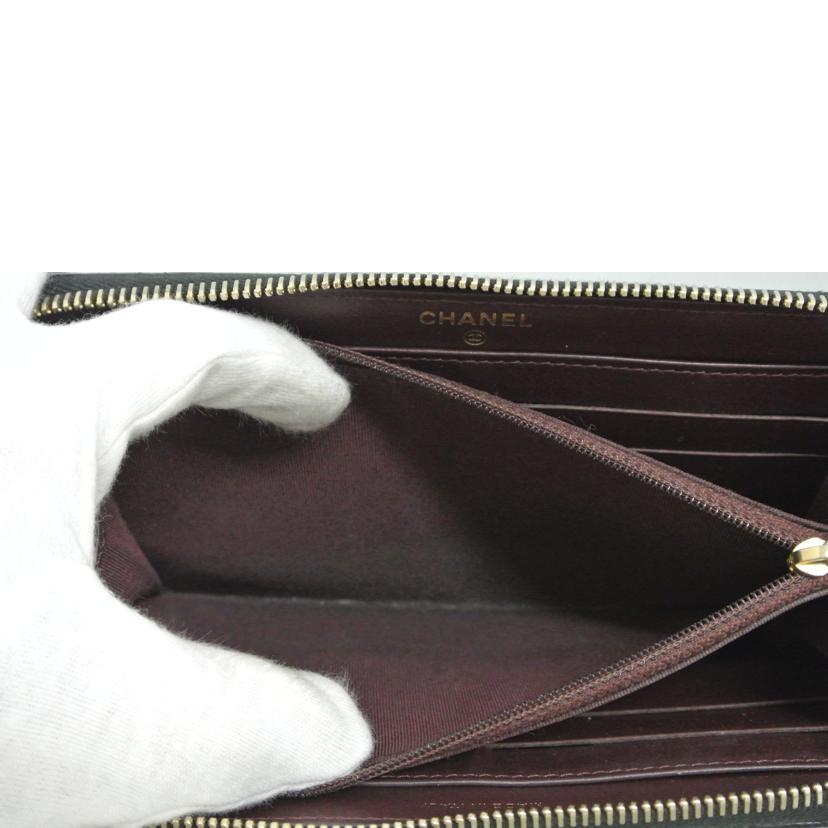 CHANEL シャネル/ラウンドファスナー長財布 キャビアスキン黒//24392232/Bランク/87