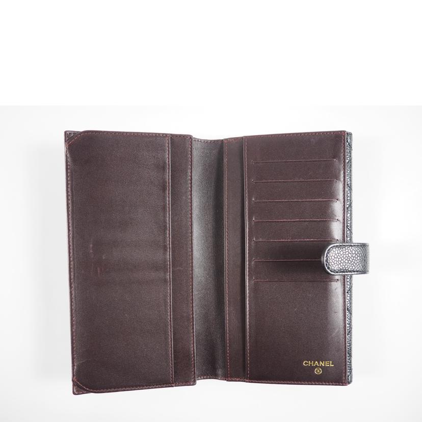 CHANEL シャネル/キャビアスキン マトラッセ Wホック長財布/A48983//18355930/Bランク/79