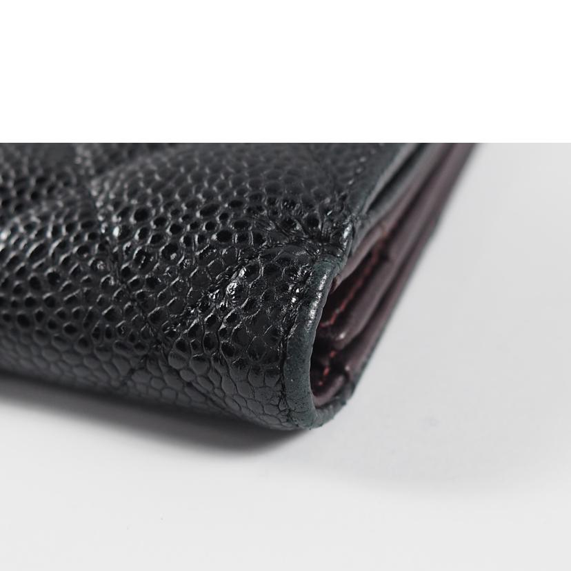 CHANEL シャネル/キャビアスキン マトラッセ Wホック長財布/A48983//18355930/Bランク/79