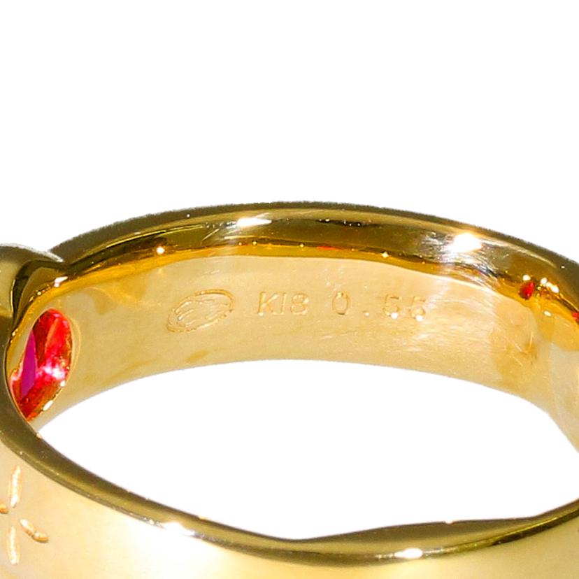 / K18ルビーダイヤリング0.55/D0.02ct//Aランク/88