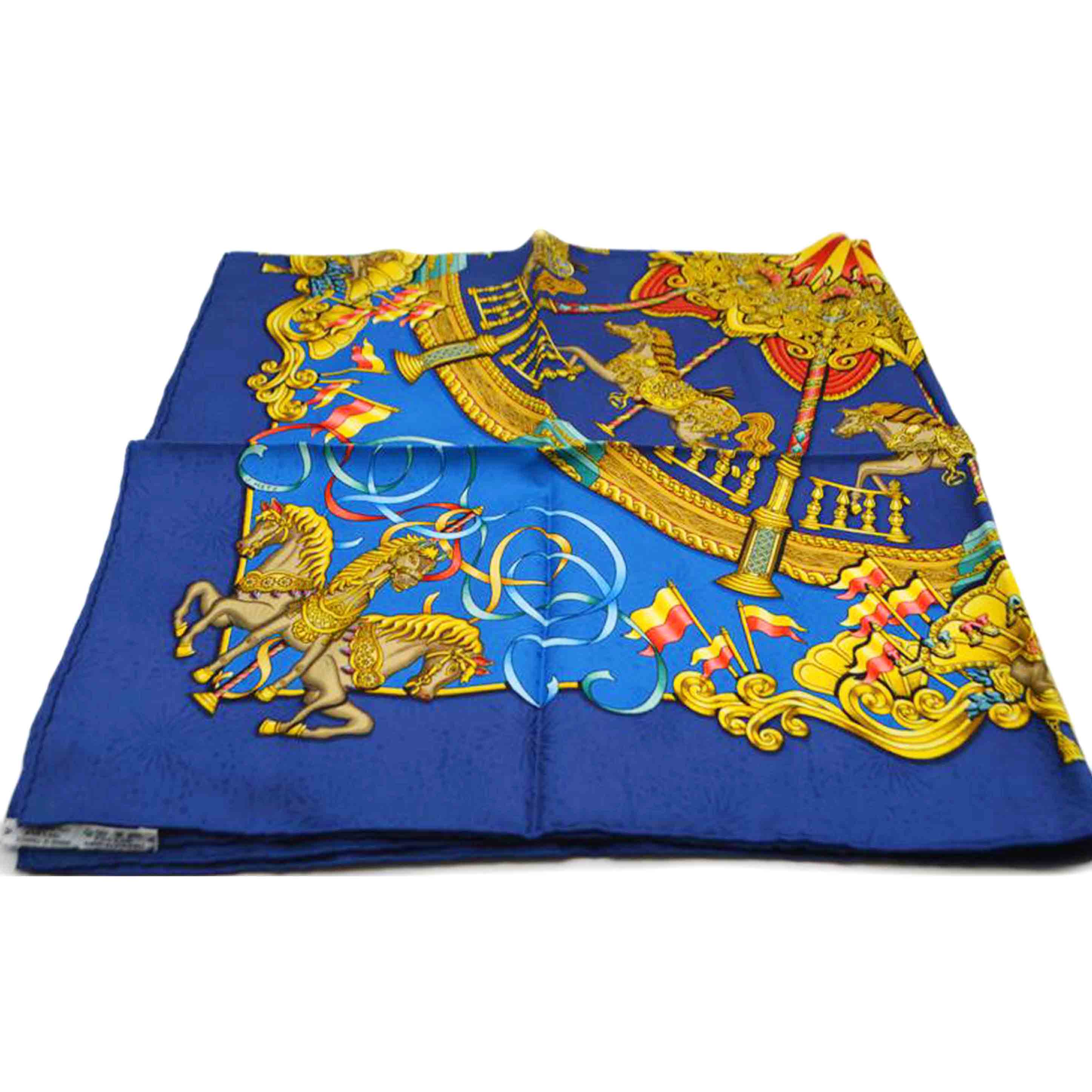 HERMES エルメス/luna park scarf シルクスカーフ・カレ90/ブルー//Aランク/89