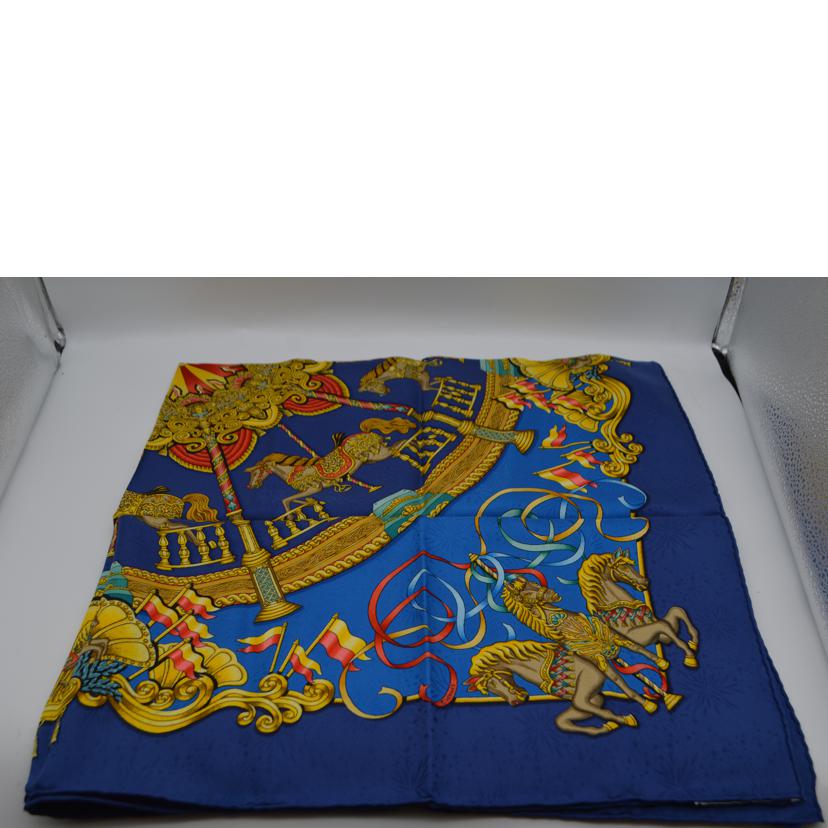 HERMES エルメス/luna park scarf シルクスカーフ・カレ90/ブルー//Aランク/89
