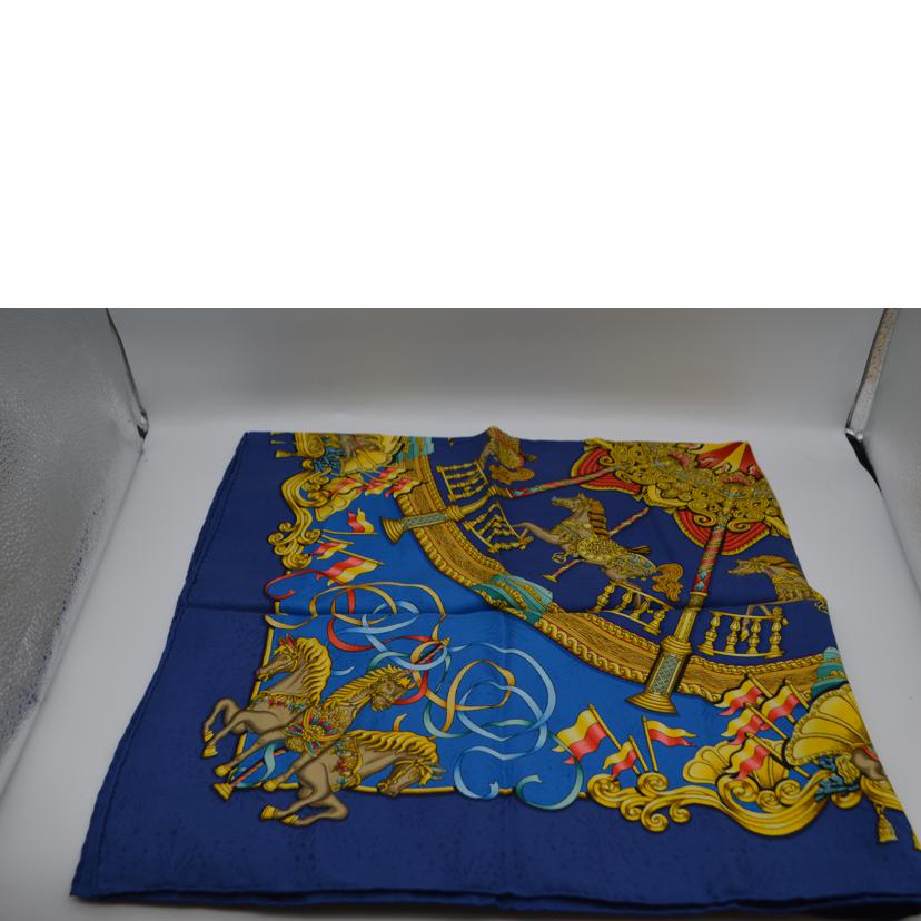 HERMES エルメス/luna park scarf シルクスカーフ・カレ90/ブルー//Aランク/89