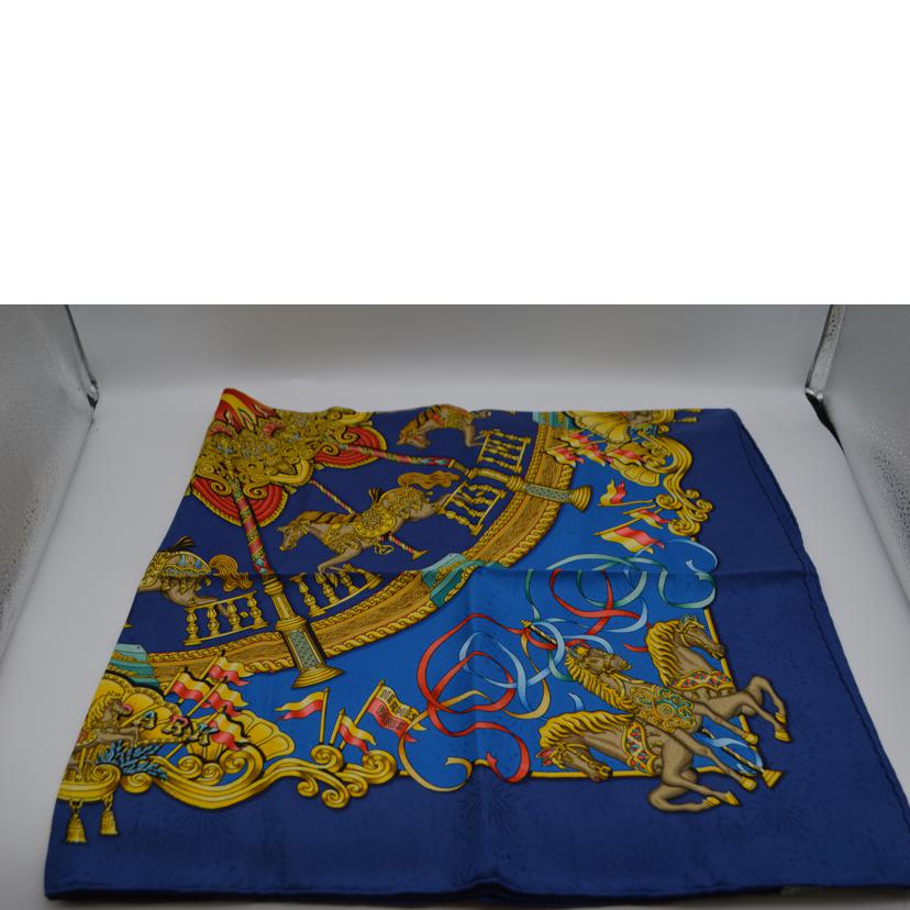 HERMES エルメス/luna park scarf シルクスカーフ・カレ90/ブルー//Aランク/89