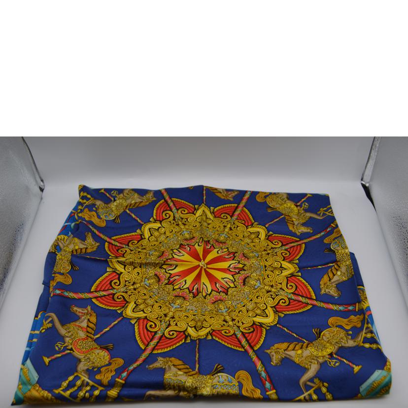 HERMES エルメス/luna park scarf シルクスカーフ・カレ90/ブルー//Aランク/89