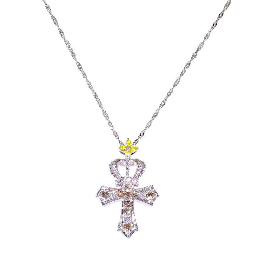 / K18WG黄石ダイヤネックレス0.05/D0.15ct//Aランク/71