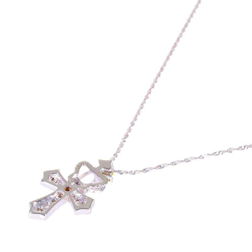/ K18WG黄石ダイヤネックレス0.05/D0.15ct//Aランク/71