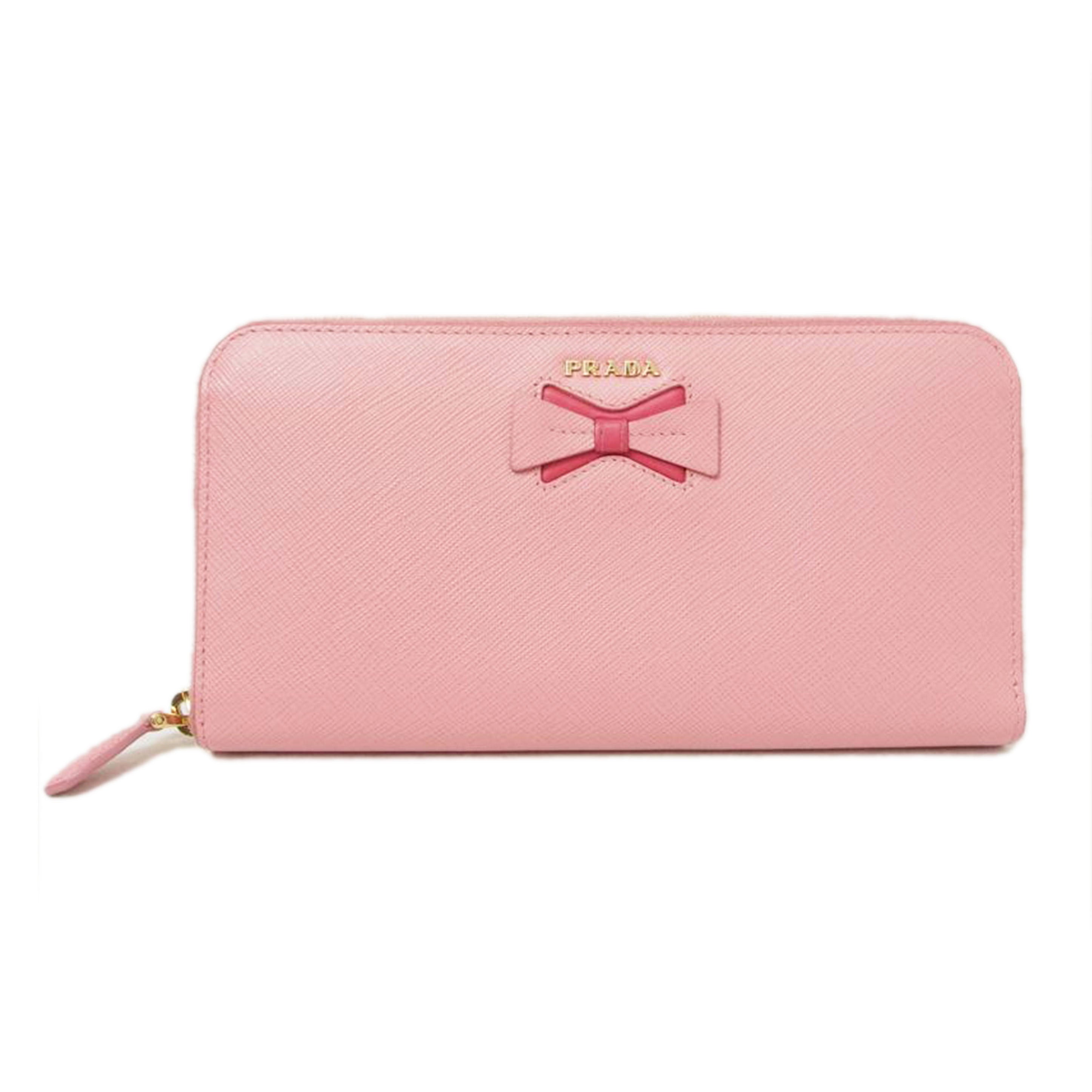 PRADA プラダ/サフィアーノ リボンラウンドウォレット/ピンク/1ML506//12N/ABランク/78