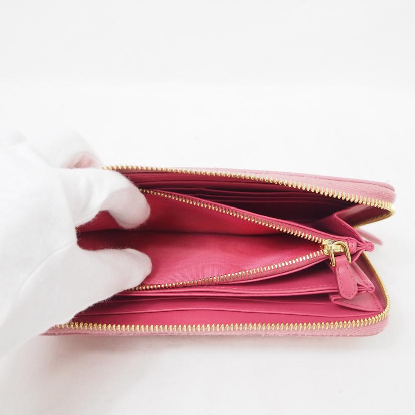 PRADA プラダ/サフィアーノ リボンラウンドウォレット/ピンク/1ML506//12N/ABランク/78