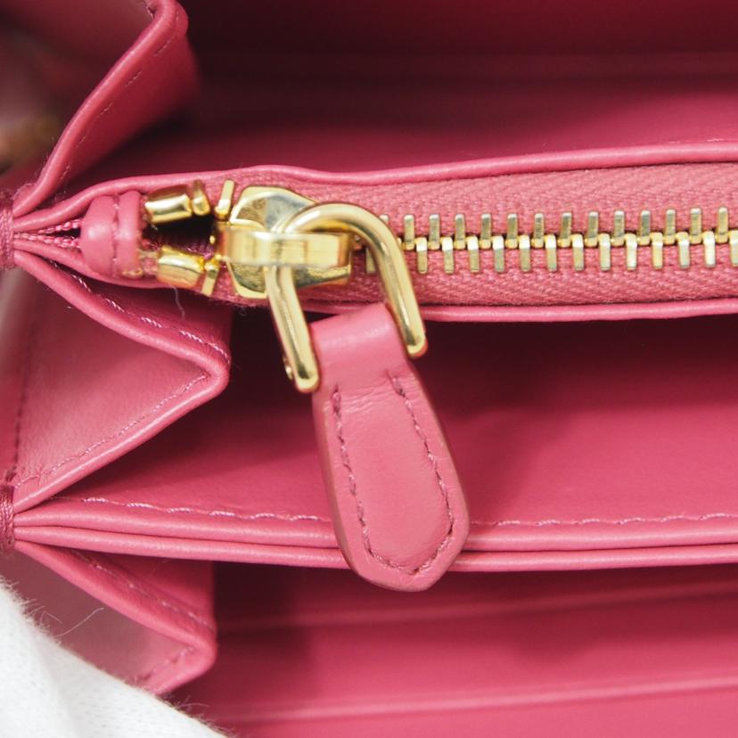 PRADA プラダ/サフィアーノ リボンラウンドウォレット/ピンク/1ML506//12N/ABランク/78