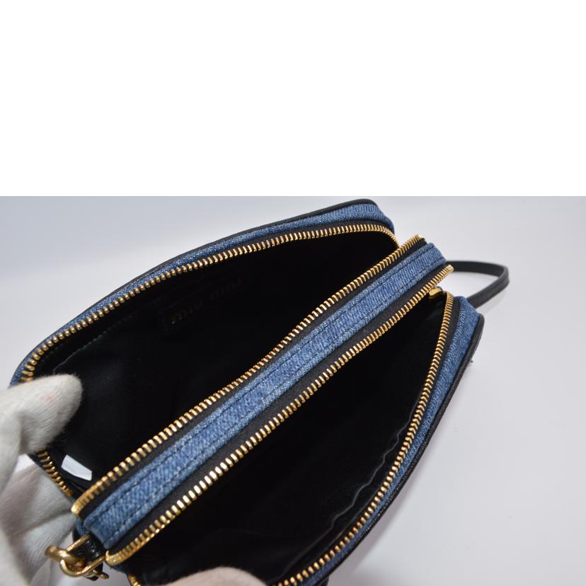 miu miu ミュウミュウ/マドラスデニムミニレザーショルダー/ブルー/5BP045//53/Aランク/89