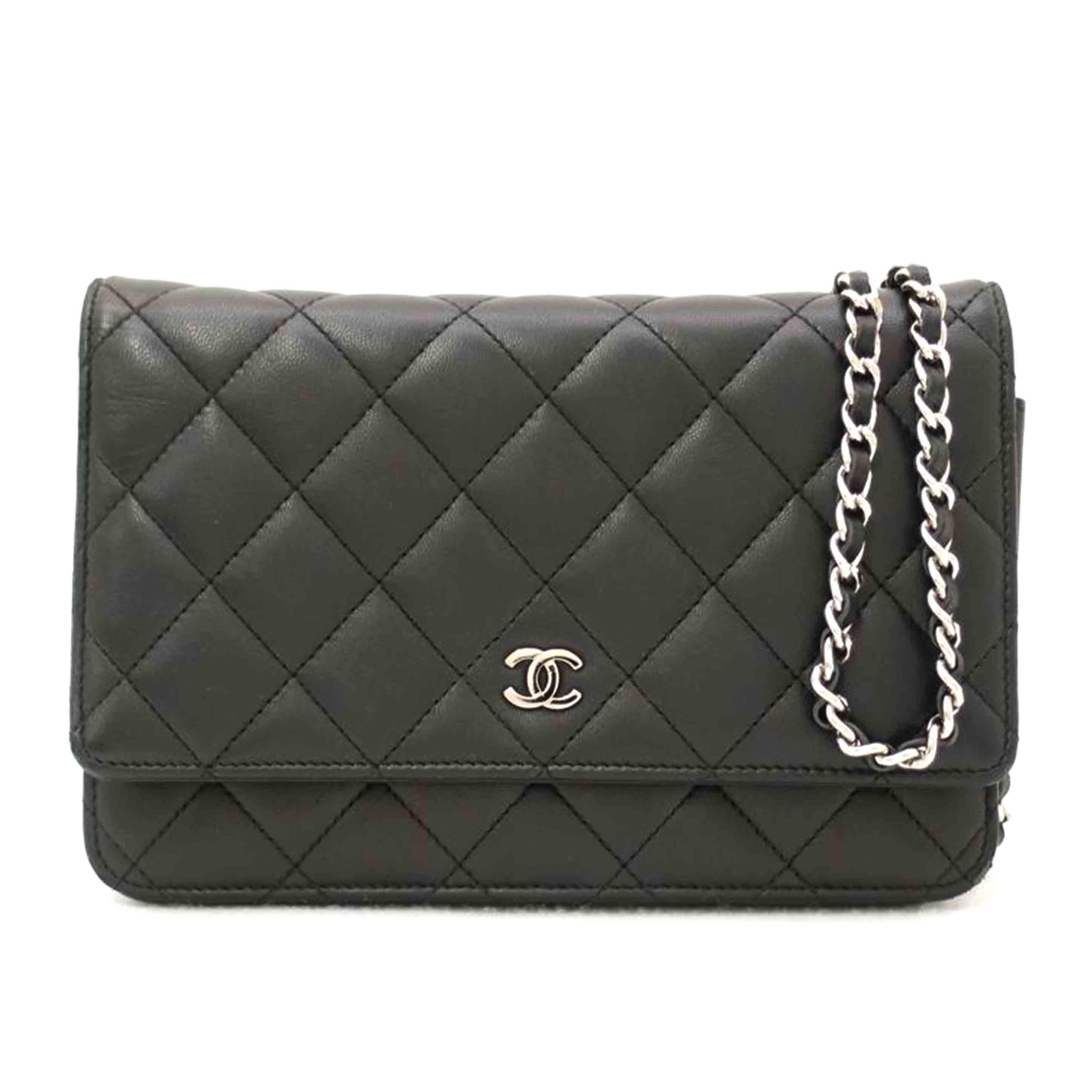CHANEL シャネル チェーンショルダー シルバー金具 黒 斜め掛け 肩掛け レディース/マトラッセチェーンウォレット/ラムスキン/ブラック/A33814//159*****/ABランク/69