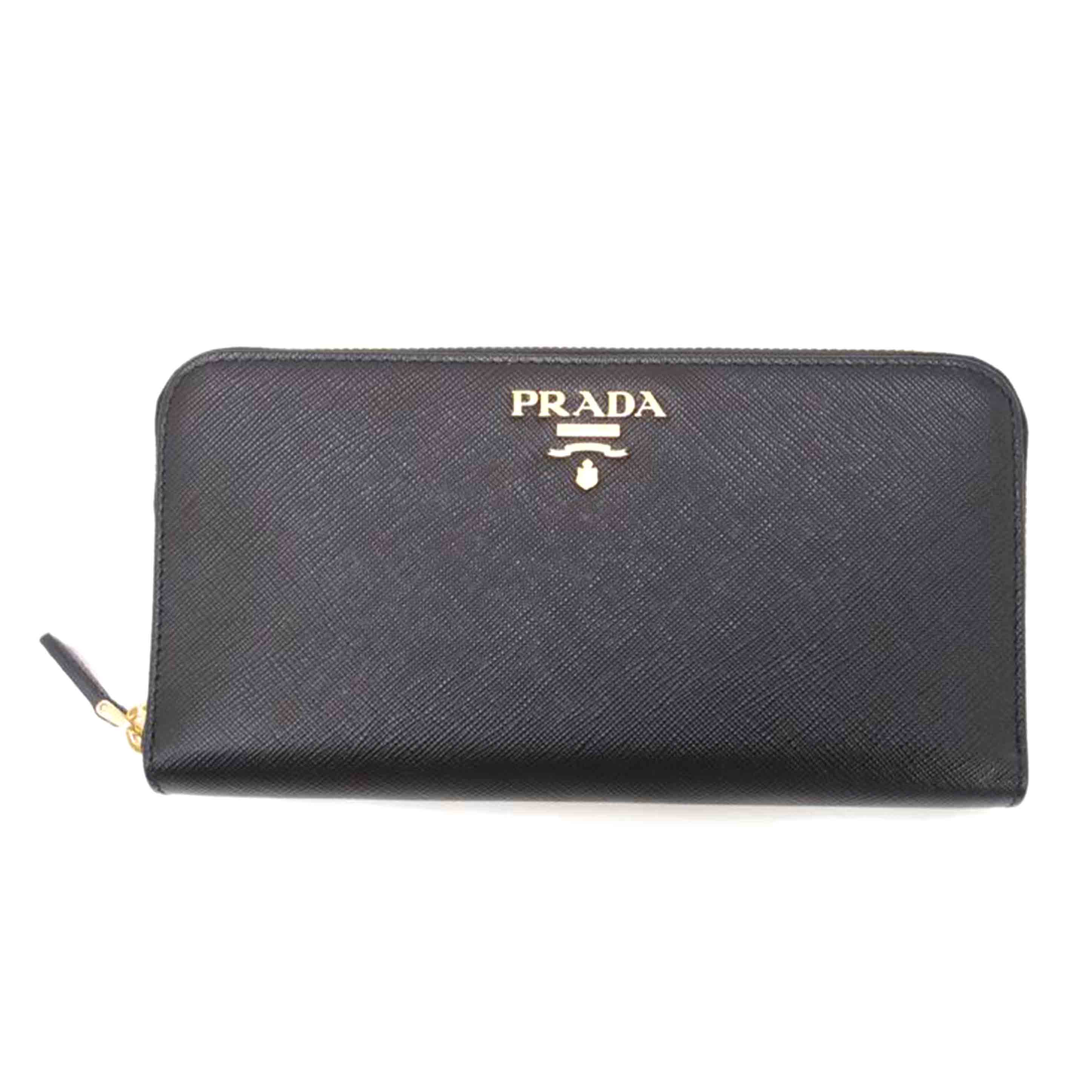 PRADA プラダ ゴールド金具 レディース メンズ 黒 ラウンドジップウォレット/サフィアーノラウンドファスナー長財布/ブラック/1ML506//62B/SAランク/69