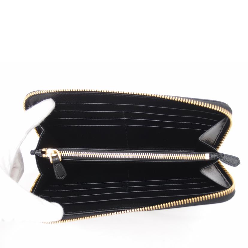 PRADA プラダ ゴールド金具 レディース メンズ 黒 ラウンドジップウォレット/サフィアーノラウンドファスナー長財布/ブラック/1ML506//62B/SAランク/69