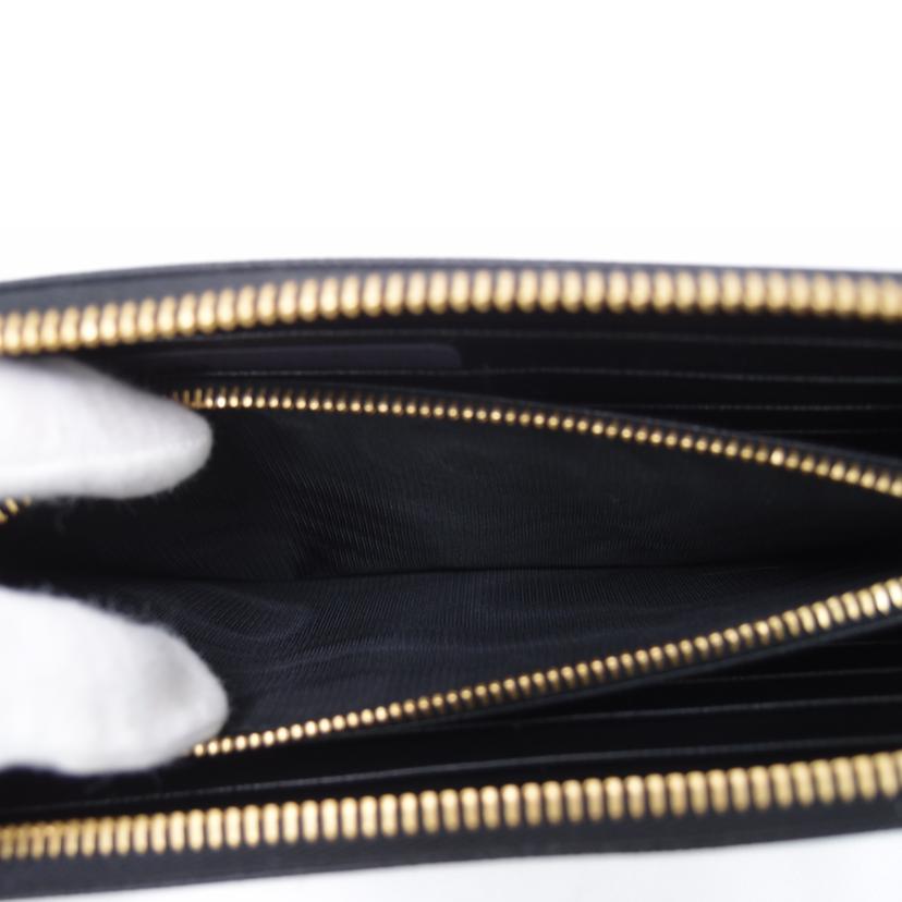 PRADA プラダ ゴールド金具 レディース メンズ 黒 ラウンドジップウォレット/サフィアーノラウンドファスナー長財布/ブラック/1ML506//62B/SAランク/69