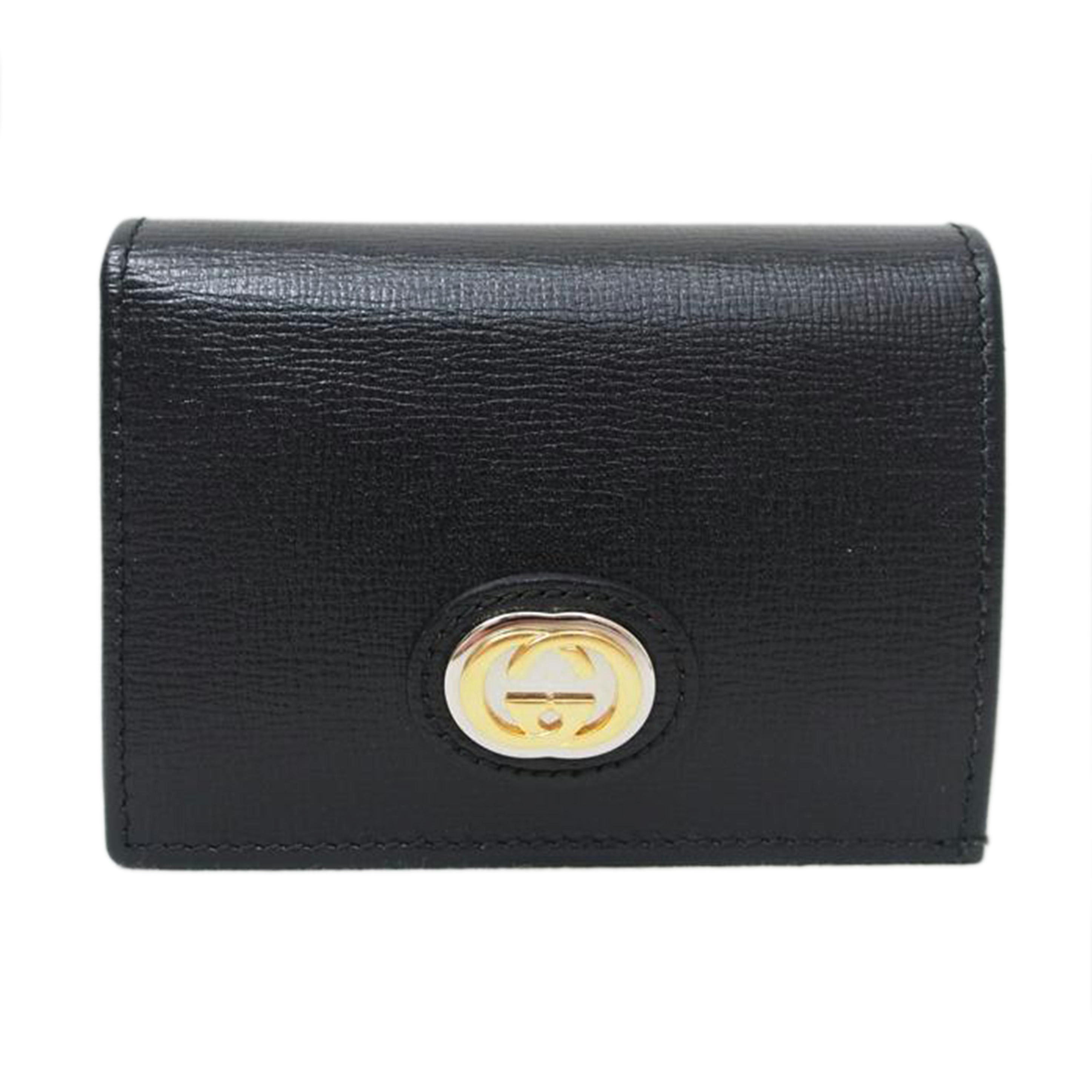 GUCCI グッチ/インターロッキングGレザー折財布/黒/598532//525040/ABランク/78