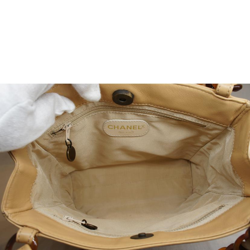 CHANEL シャネル/ラムスキンココマークプラチェーントートベージュ//532****/ABランク/92