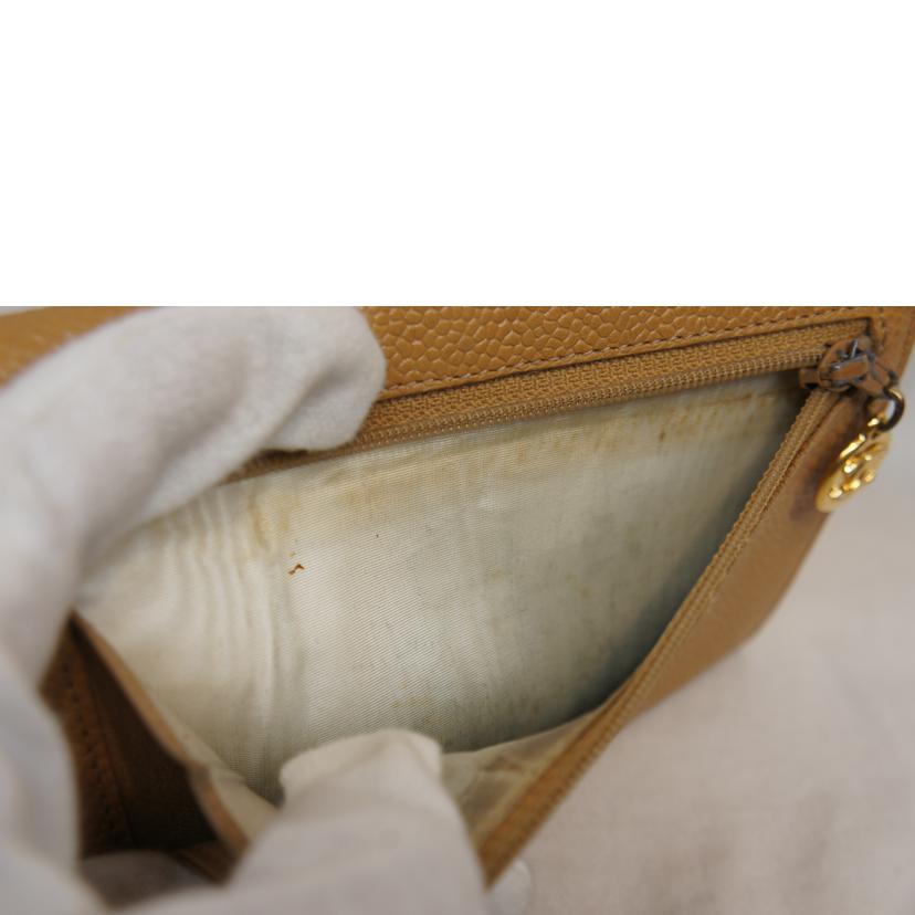 CHANEL シャネル/キャビアスキンウォレットベージュ//491****/Bランク/92