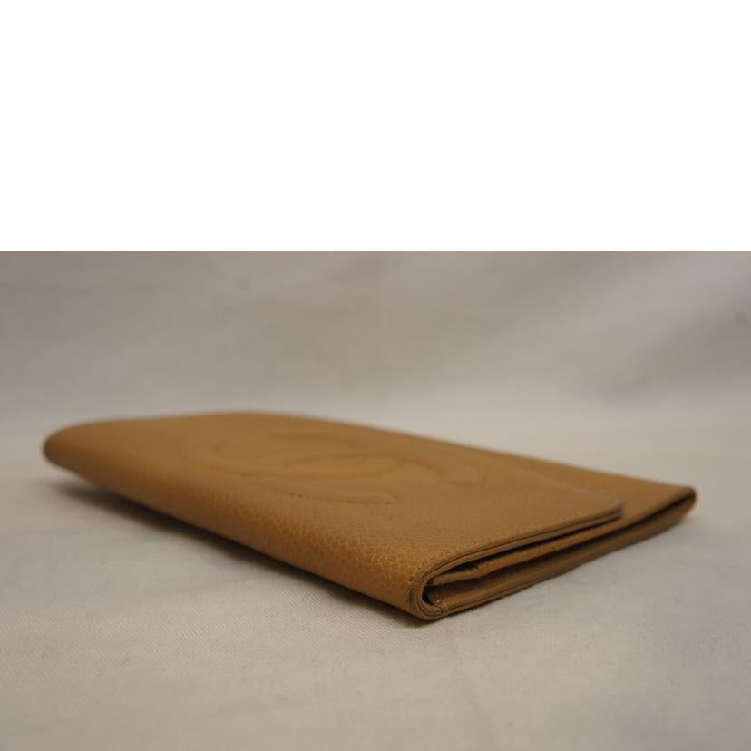 CHANEL シャネル/キャビアスキンウォレットベージュ//491****/Bランク/92