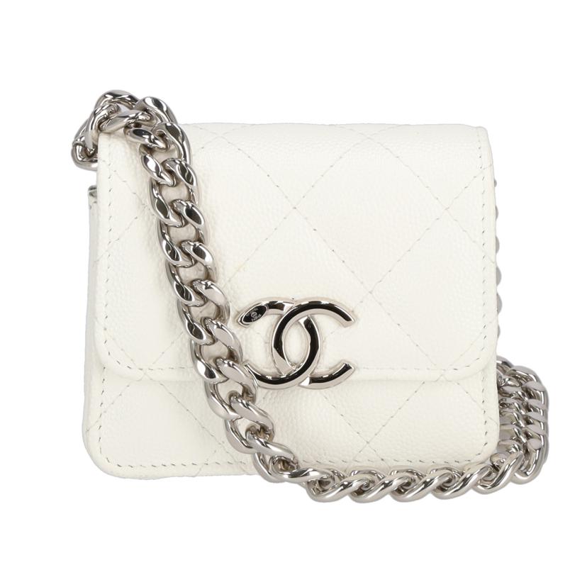 CHANEL シャネル CHANEL ミニミニマトラッセ チェーンショルダー キャビアスキン ホワイト 32080717/ミニミニマトラッセチェーンショルダー/キャビアスキン白//320*****/Aランク/37