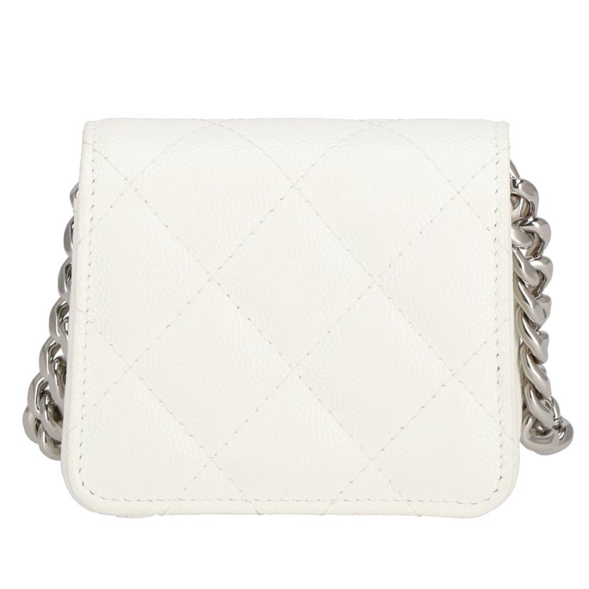 CHANEL シャネル CHANEL ミニミニマトラッセ チェーンショルダー キャビアスキン ホワイト 32080717/ミニミニマトラッセチェーンショルダー/キャビアスキン白//320*****/Aランク/37
