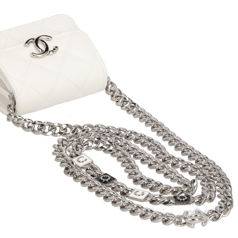 CHANEL シャネル CHANEL ミニミニマトラッセ チェーンショルダー キャビアスキン ホワイト 32080717/ミニミニマトラッセチェーンショルダー/キャビアスキン白//320*****/Aランク/37