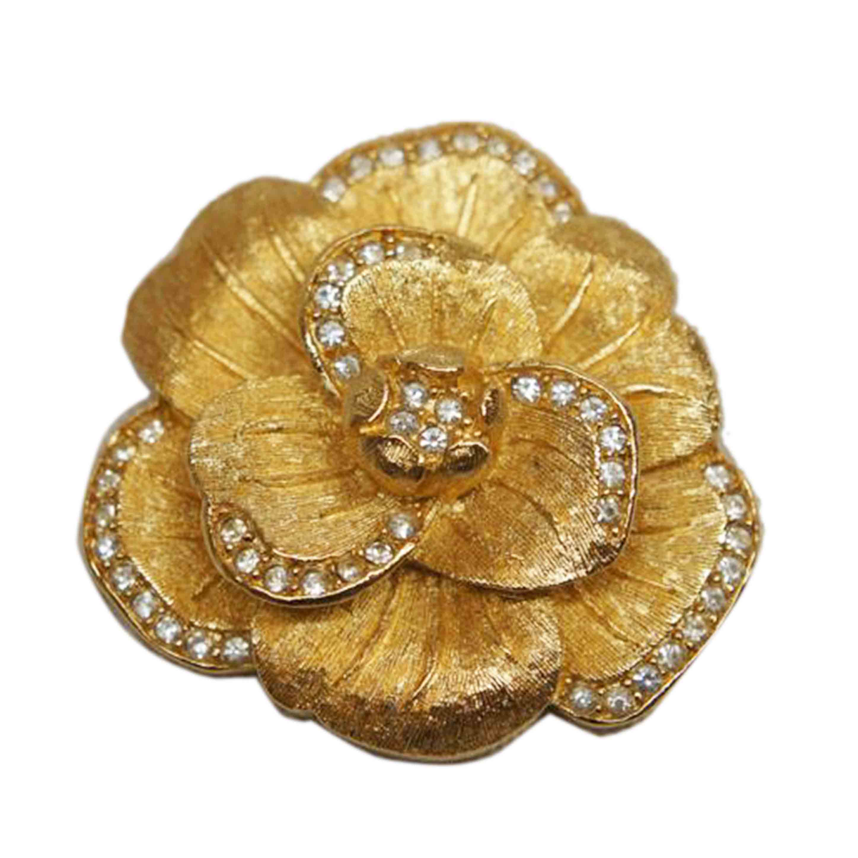 ChristianDior クリスチャンディオール/フラワーモチーフラインストーンブローチ//Aランク/92