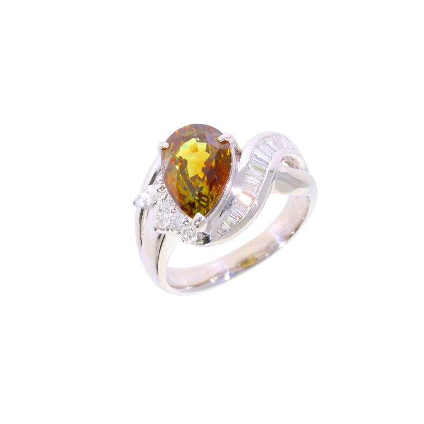 / ◎Pt900スフェーンダイヤリング3.01/D0.48ct鑑別//Aランク/75