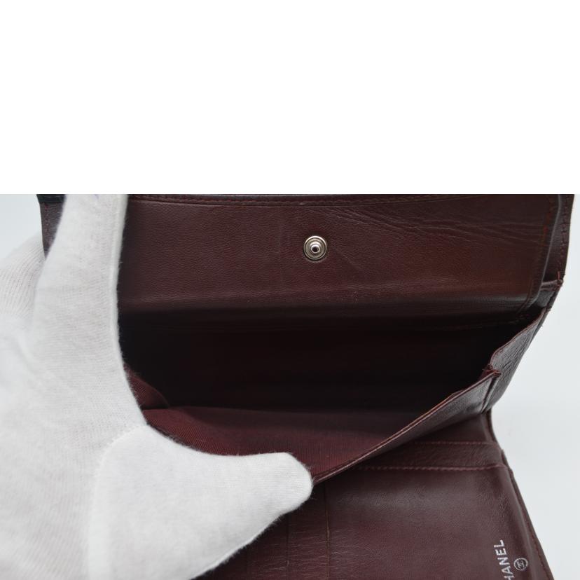 CHANEL/マトラッセラムスキンココマークレザー長財布/A31506//14410969/Bランク/89