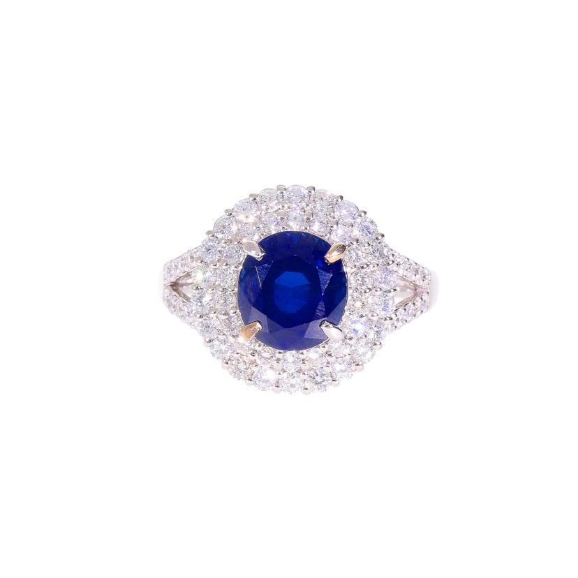 /◎ Pt900サファイアダイヤリング3.02/D0.89ct//Aランク/75