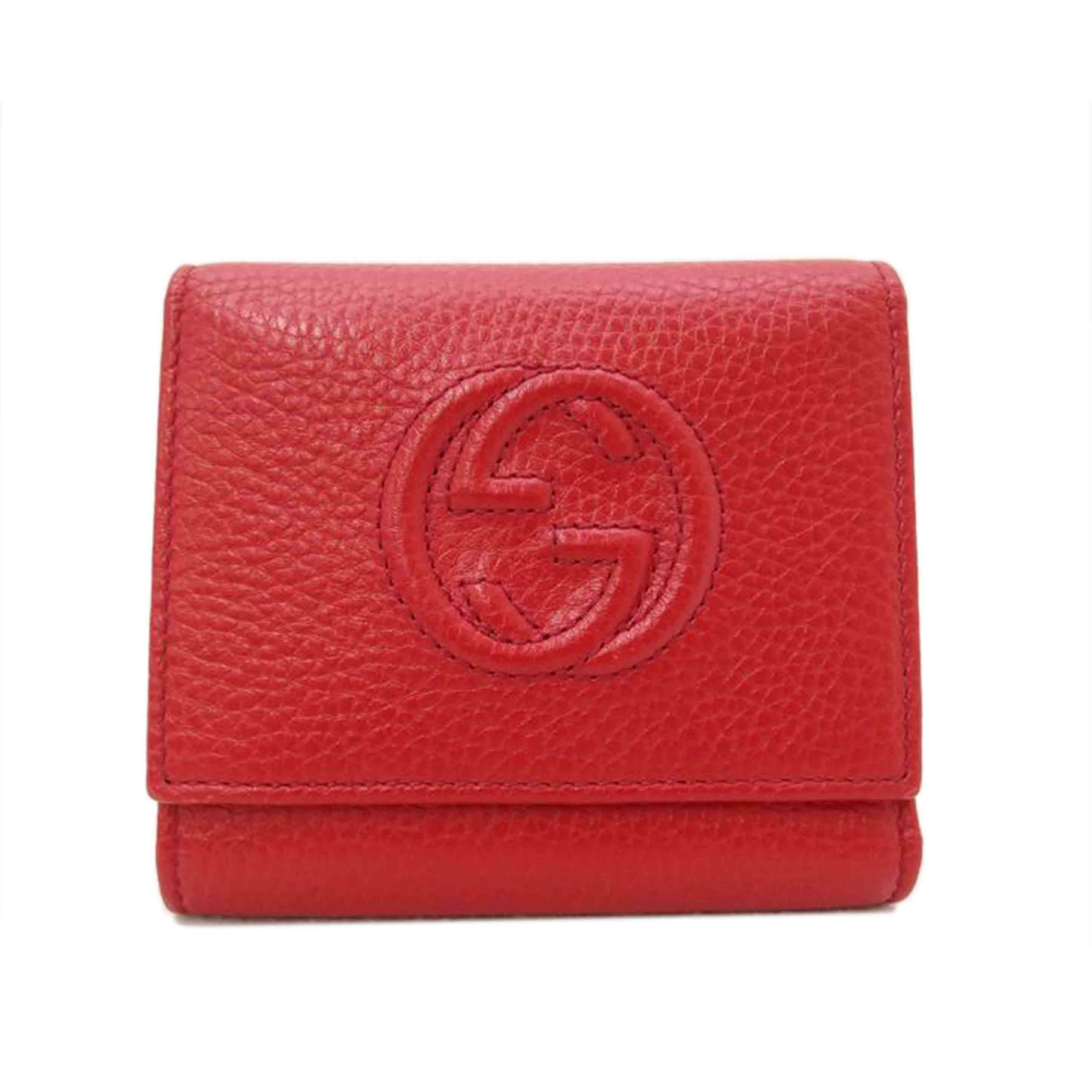 ＧＵＣＣＩ グッチ 三つ折り財布 赤 レザー ソーホー レディース