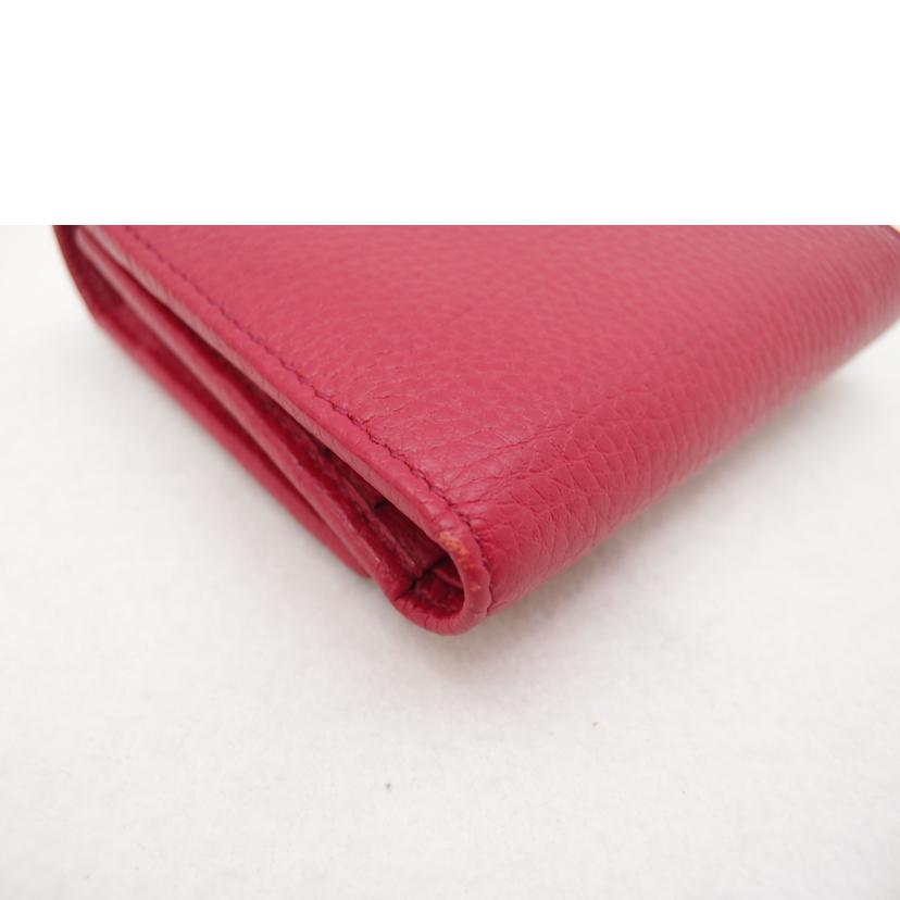 GUCCI グッチ 三つ折り財布 赤 レザー ソーホー レディース/インターロッキンGコンパクト財布/レッド/598207//214*/Aランク/69