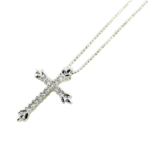 /K18WGダイヤクロスネックレス0.23//ABランク/64