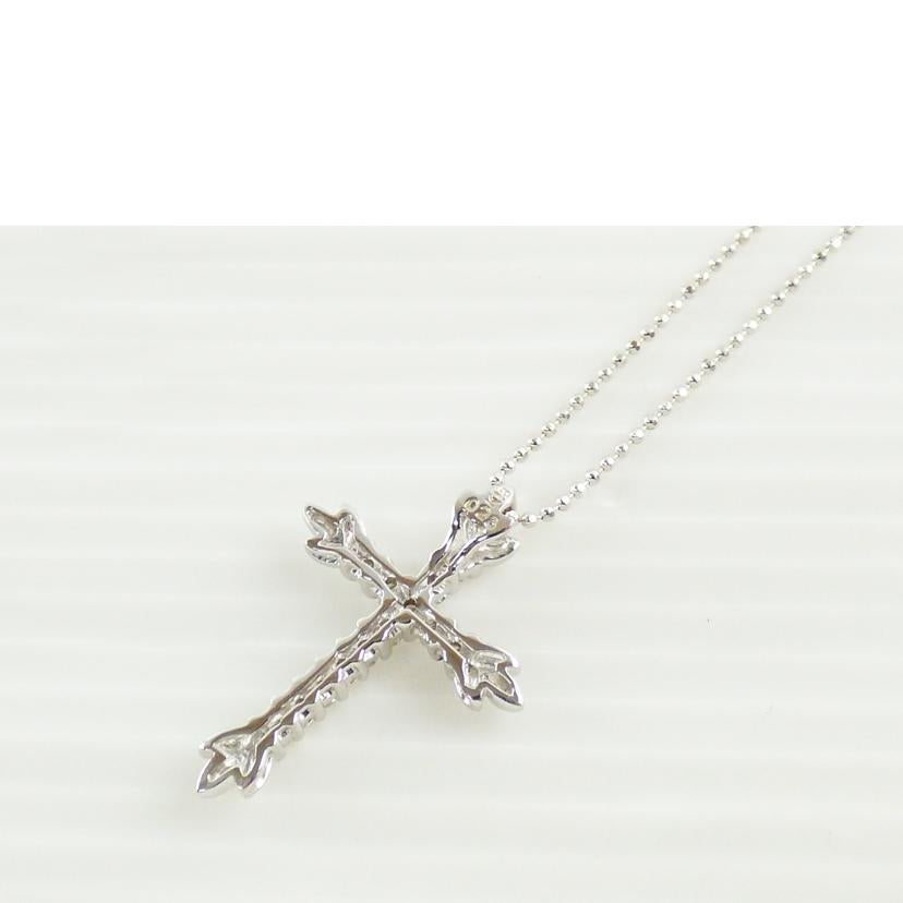 /K18WGダイヤクロスネックレス0.23//ABランク/64