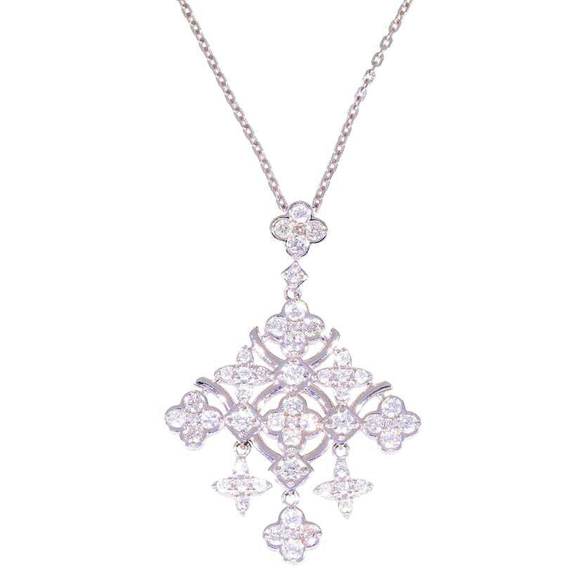 / ◎K18WGダイヤネックレス1.05ct//ABランク/75