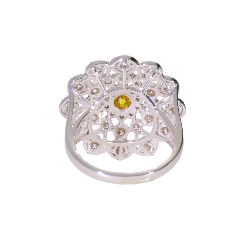 /◎ PT950/K18ヴィヴィッドオレンジイエローダイヤリング0.324/1.58ctソ//Aランク/75