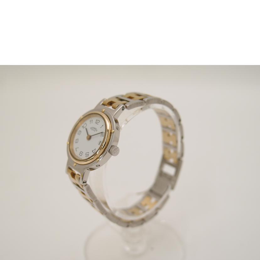 HERMES エルメス 腕時計 新品仕上済 デイト 白文字盤/クリッパー・SS×GP/レディース/クオーツ/CL4.220//109713/Aランク/69