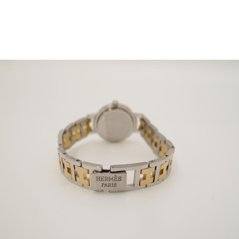 HERMES エルメス 腕時計 新品仕上済 デイト 白文字盤/クリッパー・SS×GP/レディース/クオーツ/CL4.220//109713/Aランク/69