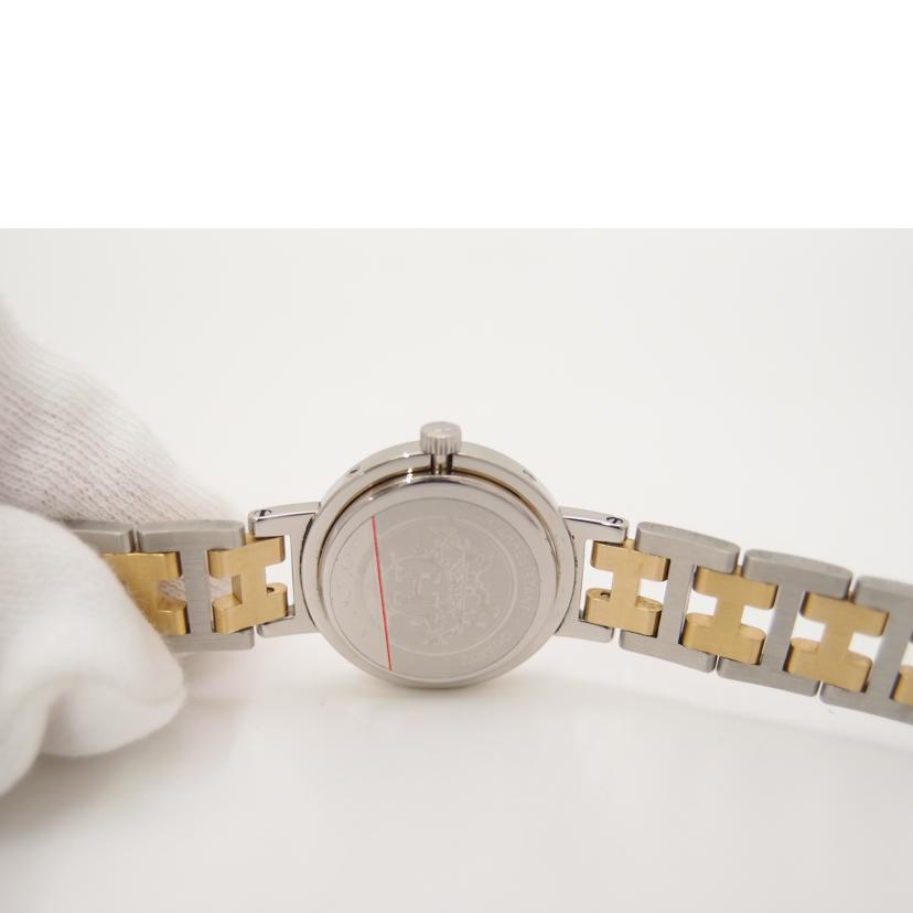 HERMES エルメス 腕時計 新品仕上済 デイト 白文字盤/クリッパー・SS×GP/レディース/クオーツ/CL4.220//109713/Aランク/69